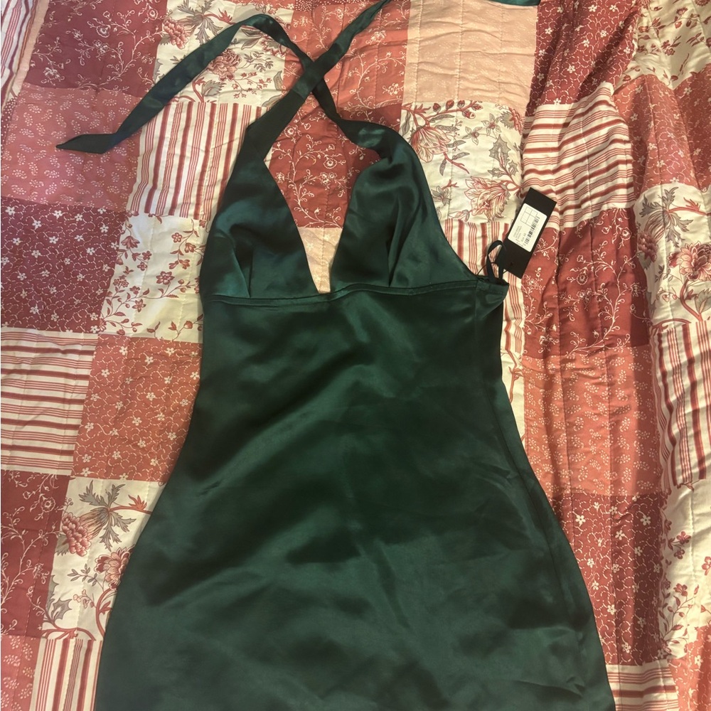 Motel Rocks Green Satin Dress
